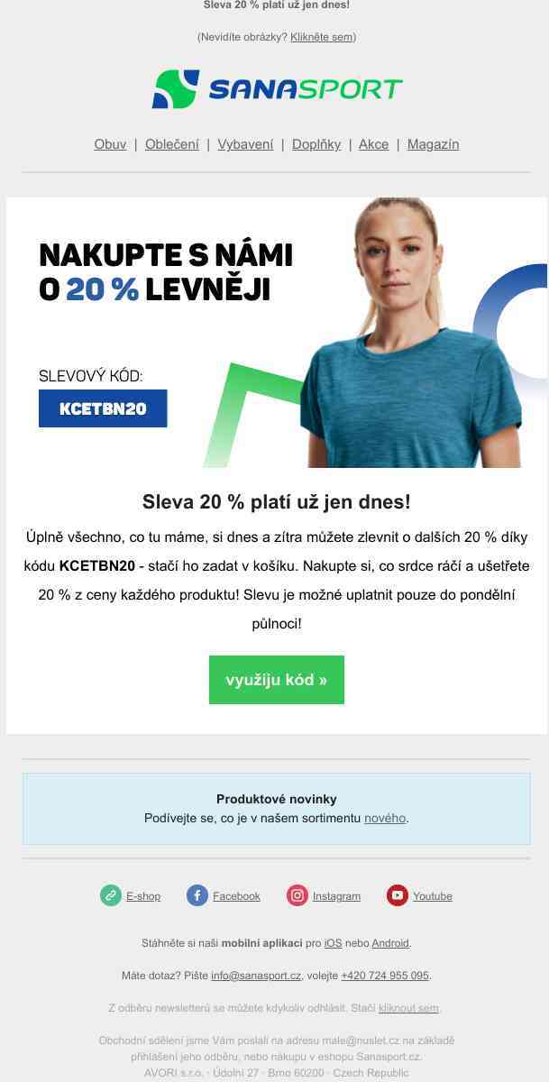 Skočte si k nám nakoupit o 20 % levněji. Ale rychle!