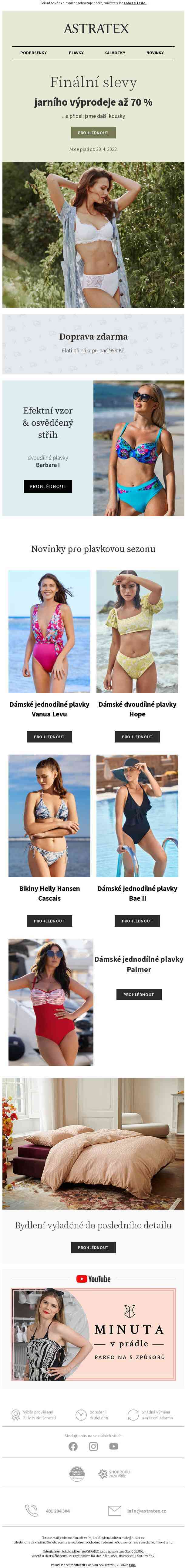 Přehlídka NEJ plavkových novinek | A až 70% slevy.