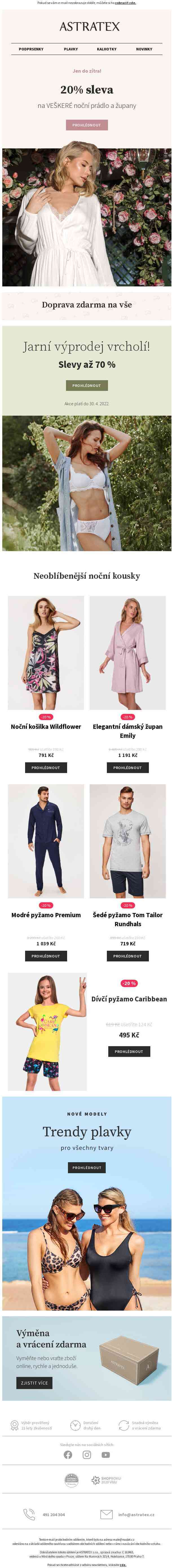 Sleva 20 % 👉 na VEŠKERÉ noční prádlo a župany.