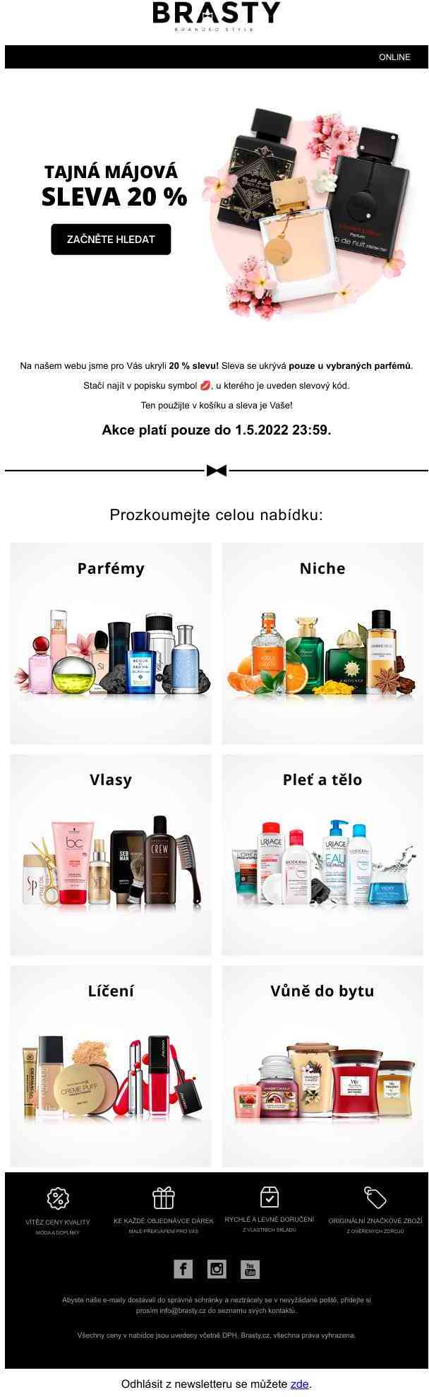 TAJNÁ 💋 Májová sleva 20 % na
 parfémy! 💋