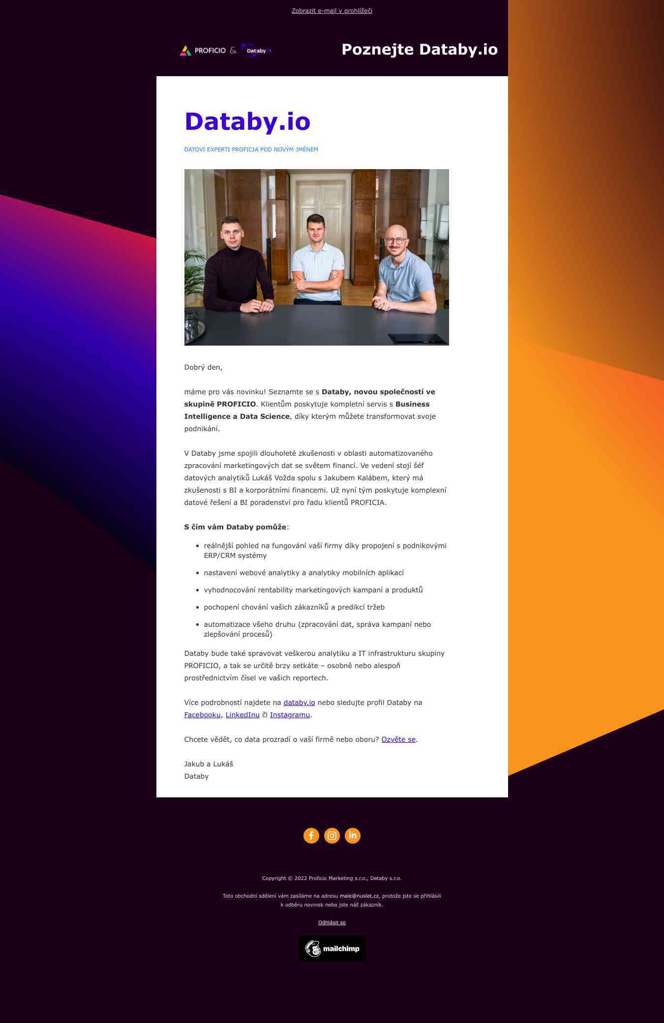 Datoví experti PROFICIA pod novým jménem