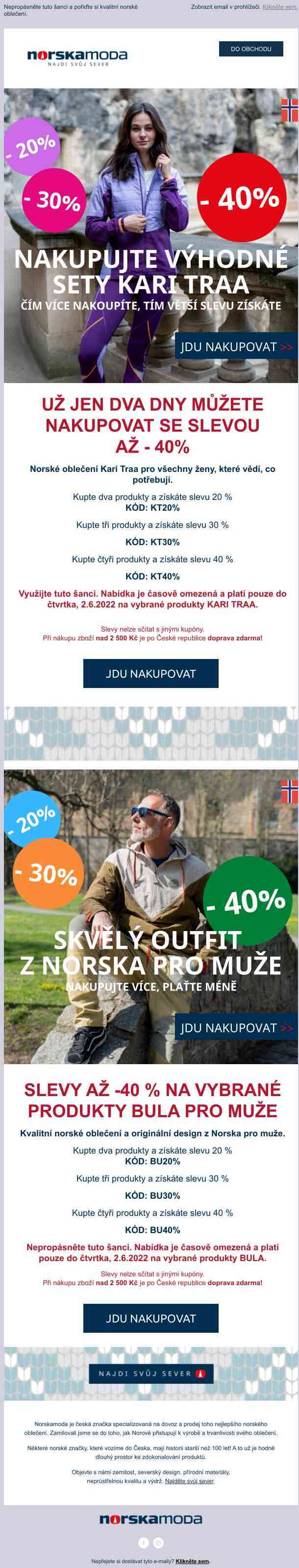 Získejte slevu až 40 % na vybrané norské oblečení | Už jen dva dny!