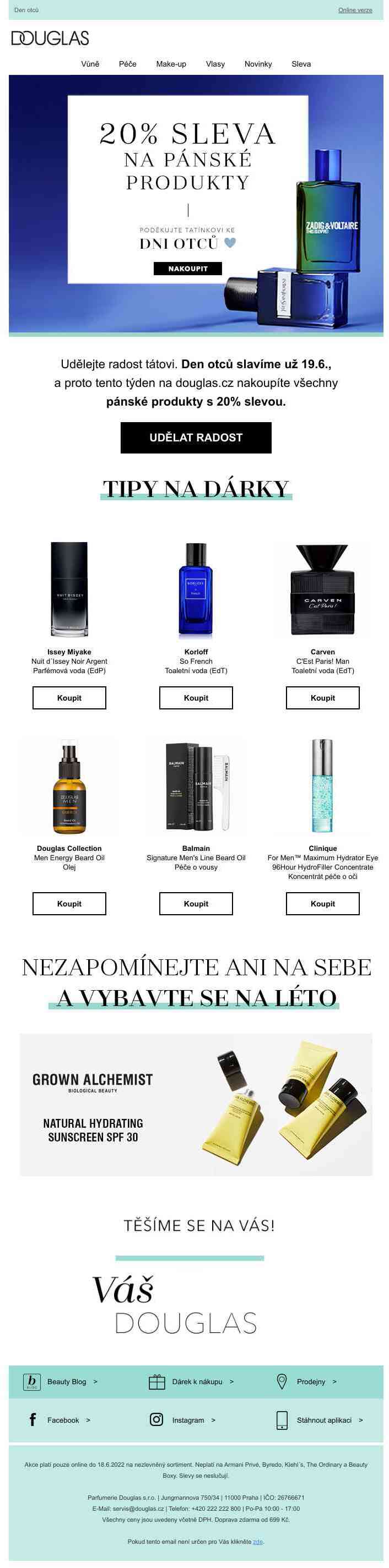 20% sleva na pánské produkty! DOUGLAS slaví Den otců