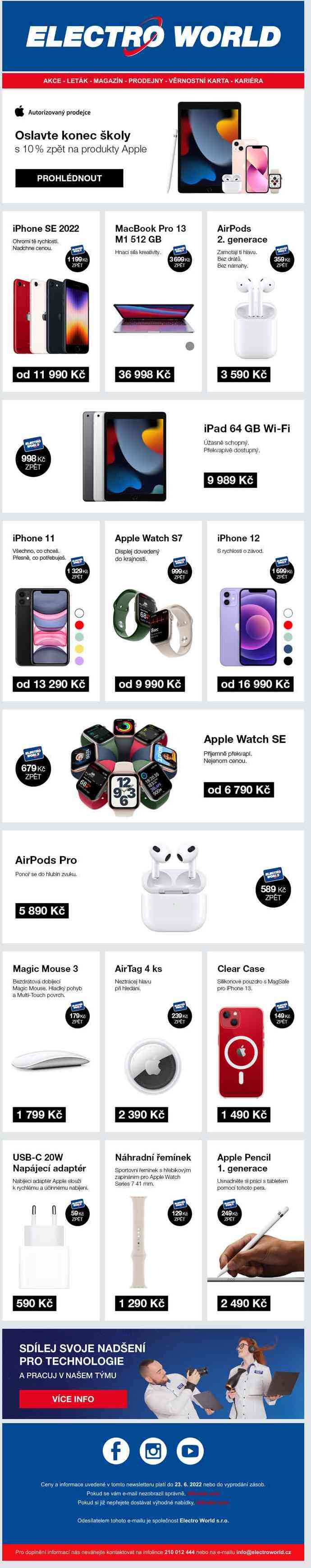 10 % zpět na Věrnostní kartu z ceny produktů Apple, vybírejte.