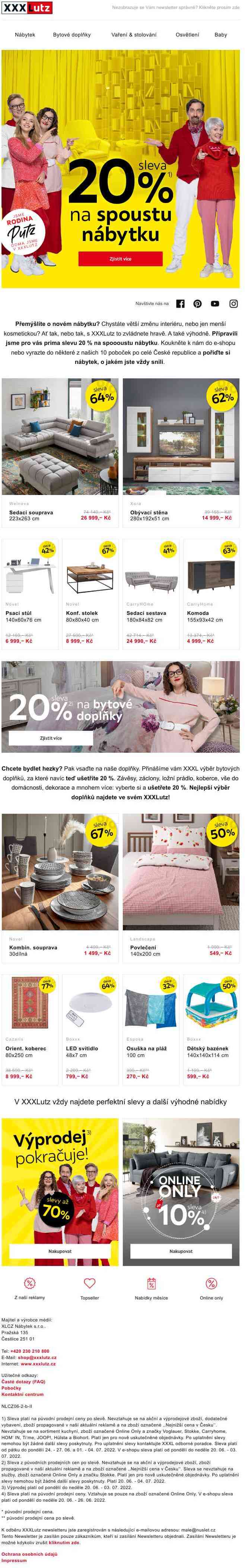 Výprodej pokračuje - sleva 20 % na spoustu nábytku