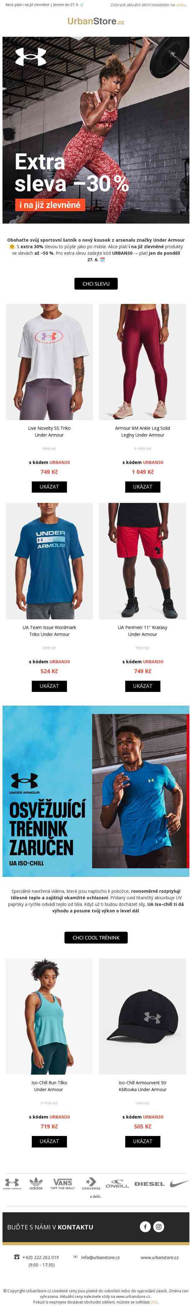 Extra sleva −30 % na Under Armour