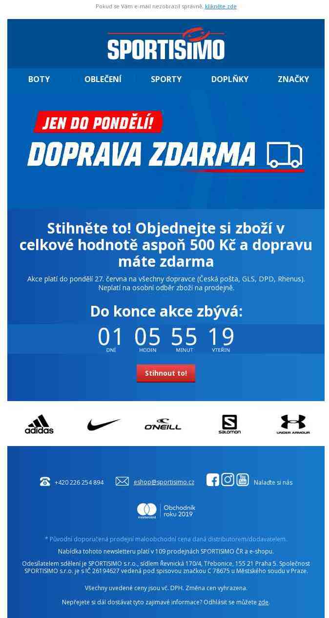 🔵 Poslední šance! Doprava zdarma brzy končí