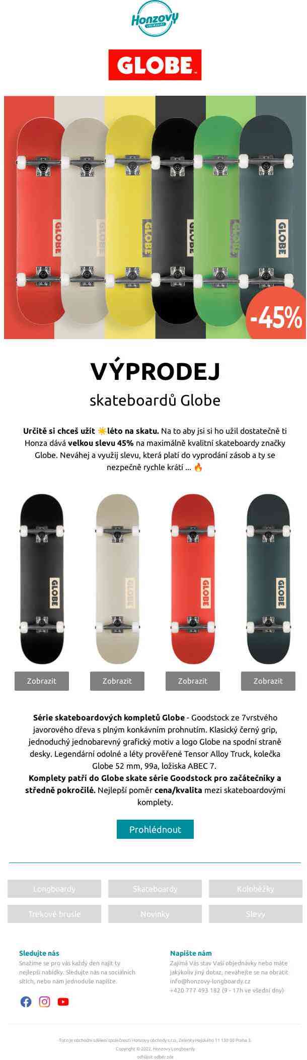 💥VÝPRODEJ skateboardů -45%💥