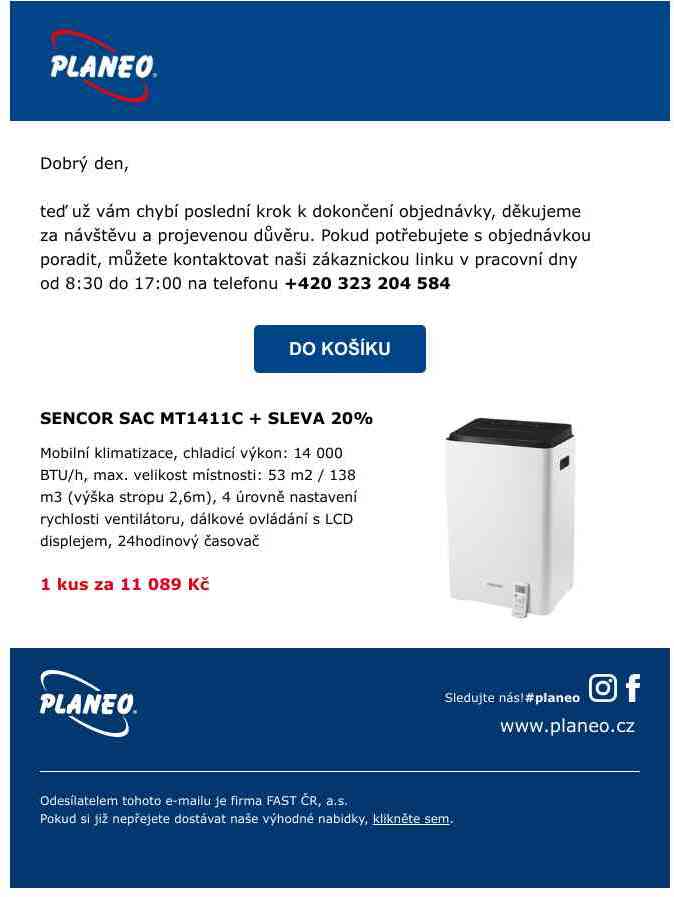 Pozor, zapomněli jste si něco v košíku!