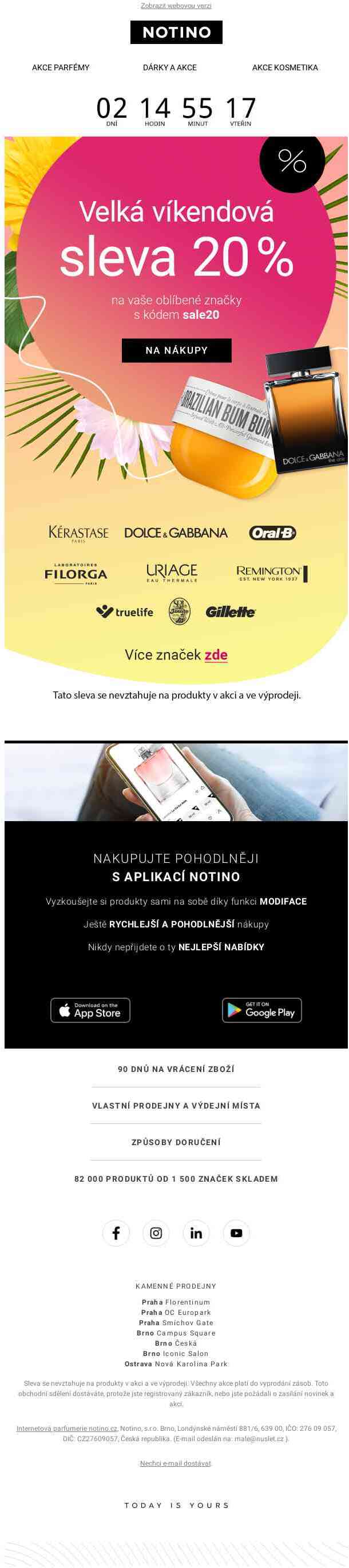 🌞 Velké víkendové slevy 20 % na Sol de Janeiro, Dolce & Gabbana, Gillette, Oral B a spoustu dalších!