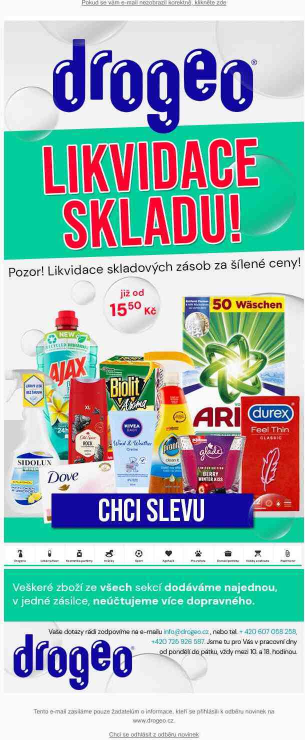 ❗Likvidujeme skladové zásoby a vy nakoupíte již od 15,50 Kč!