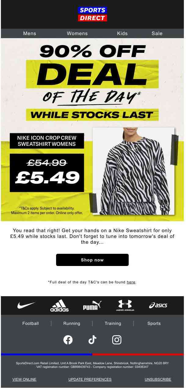 Nike Sweatshirt was £54.99, NOW £5.49 🤯🤯