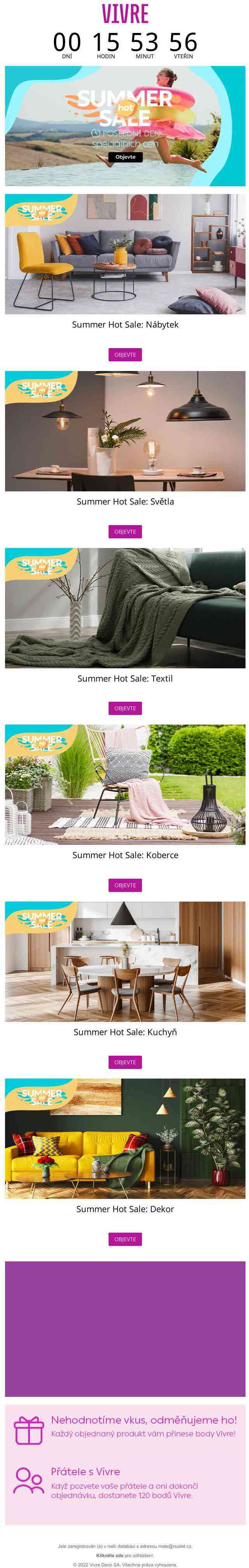 Nepromeškejte! ⏰ Je tady poslední den Summer Hot Sale! Získejte rychle své oblíbené produkty!