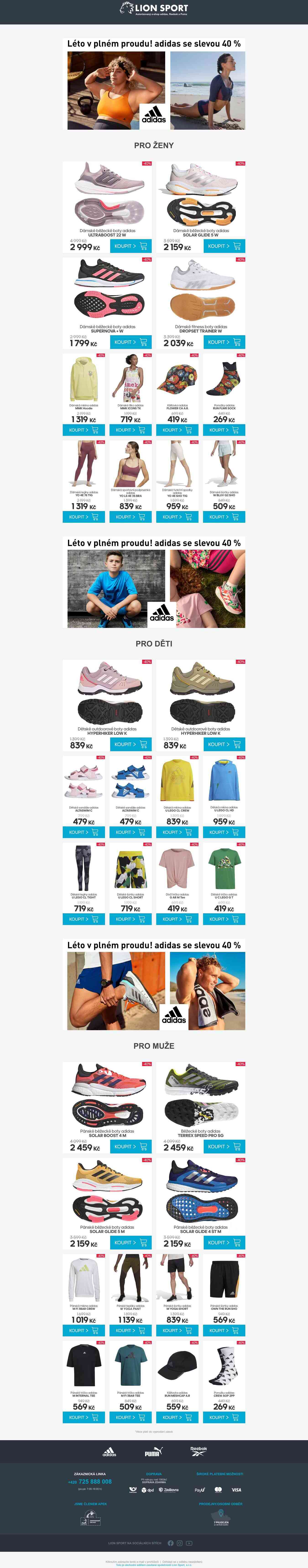 Léto v plném proudu! adidas se slevou 40 %