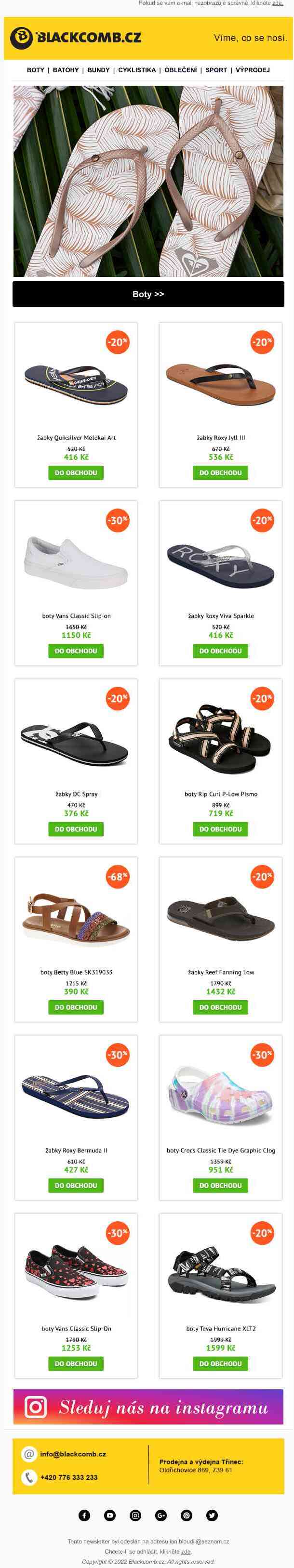 Nové slevy! Až 70% sleva na žabky, sandály a slip-on boty.
