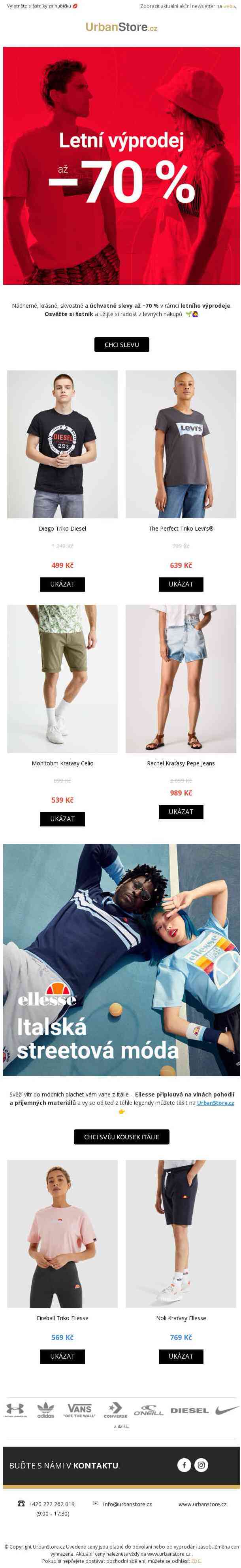 Letní výprodej → Slevy až −70 %