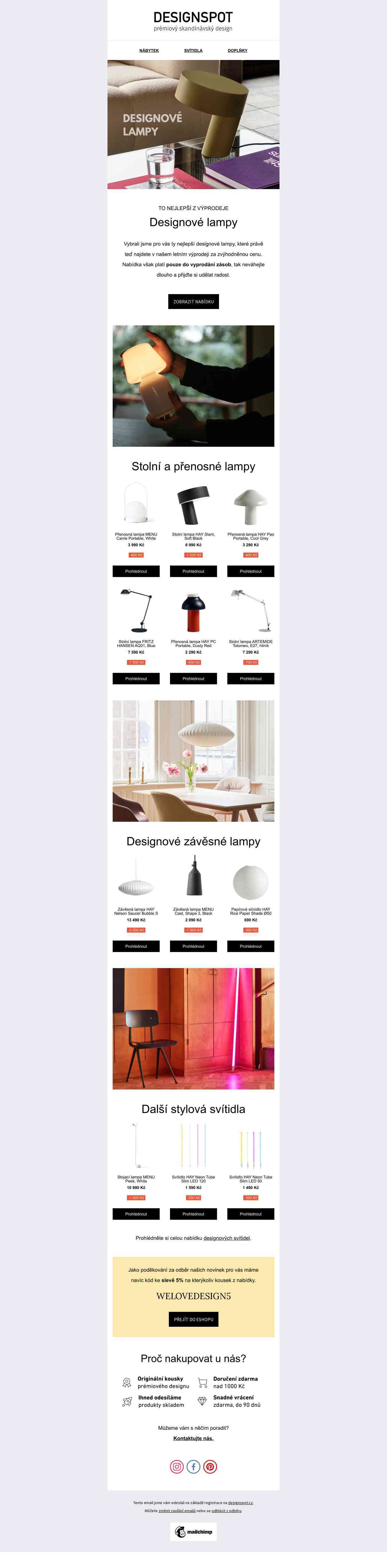 To nejlepší z výprodeje ☀️ designové lampy