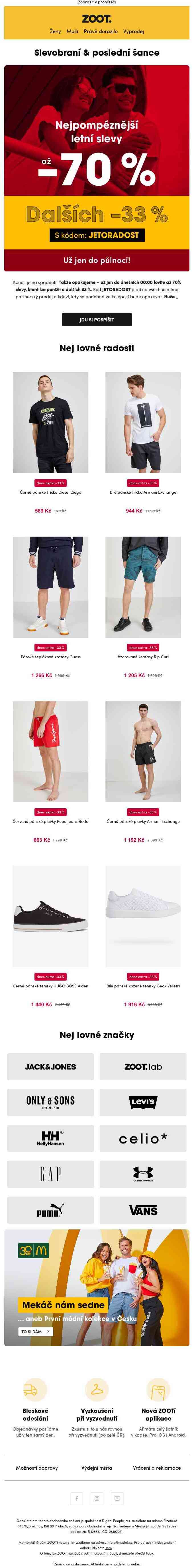 Už jen ⌛DO PŮLNOCI⌛ Až −70 % + 33% dolů