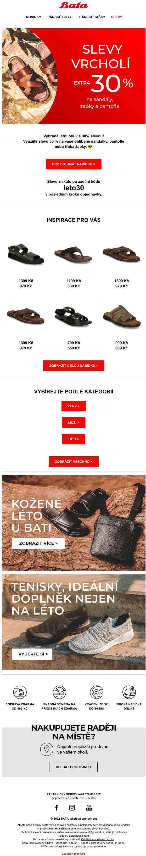Sleva 30 % na vybranou letní obuv >