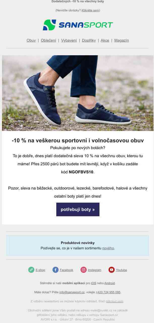 Potřebujete boty? Dnes tu máme -10 % na všechnu obuv
