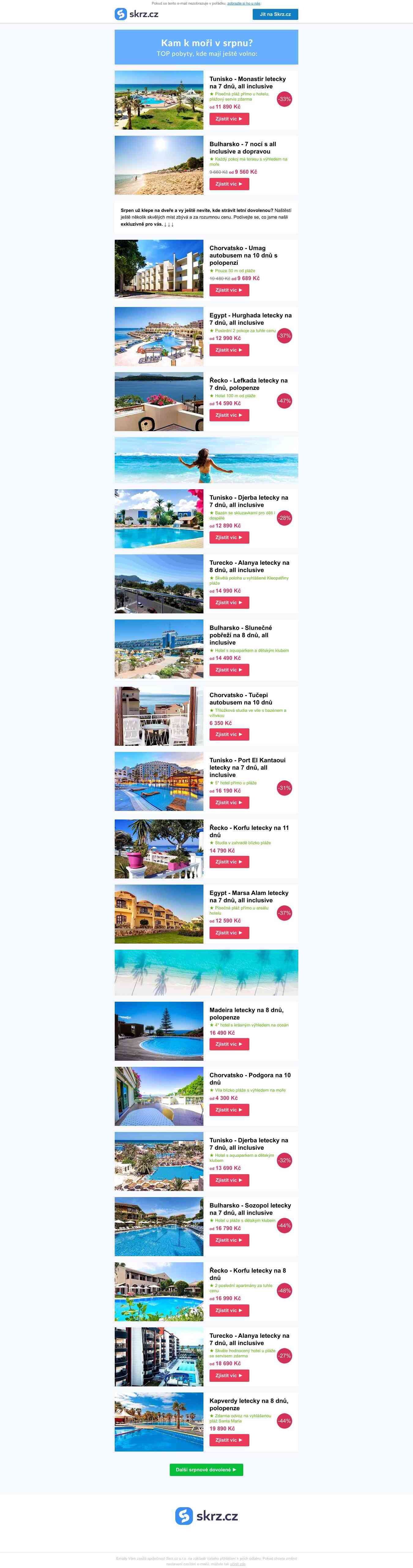 Srpnová dovolená už za 9 560
 Kč s all inclusive
 ☀️ Která se
 vám zalíbí? ►