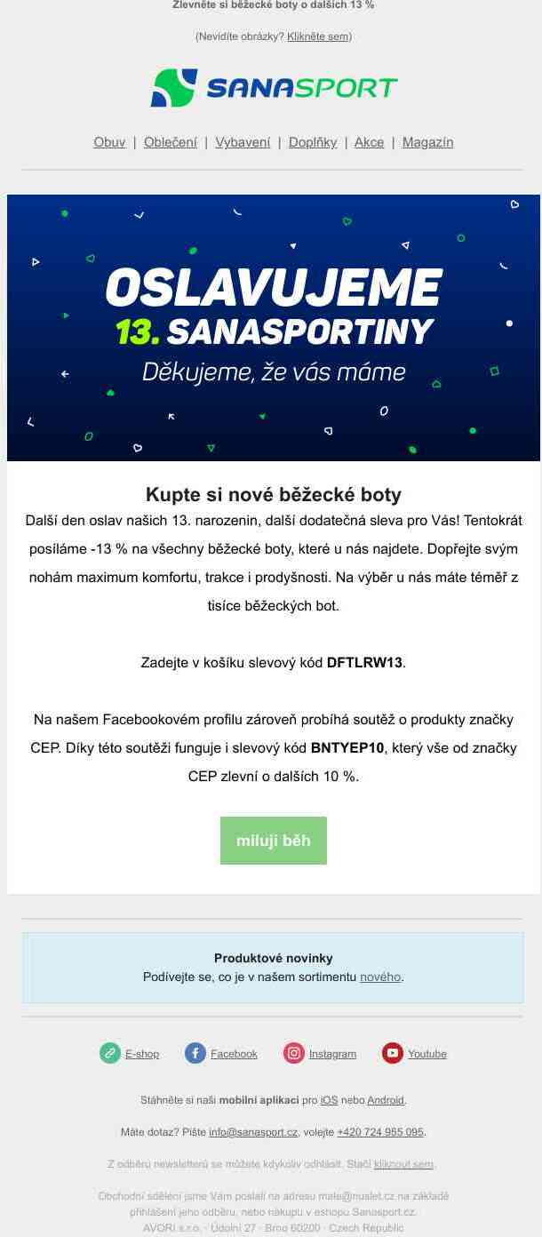 Všechny běžecké boty budou o dalších 13 % levnější