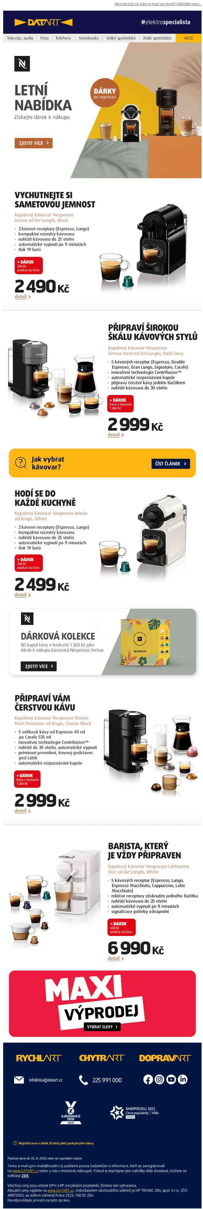 Vychutnejte si léto s kávovary Nespresso >>