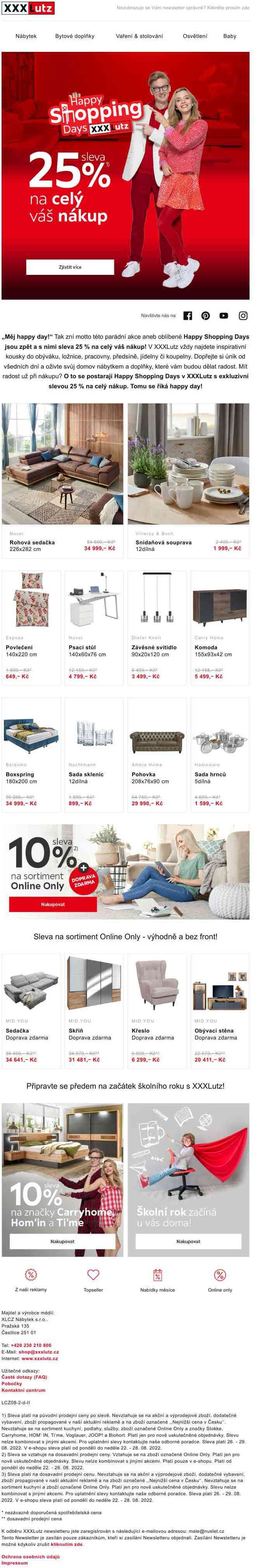 Happy Shopping Days - sleva 25 % na celý váš nákup