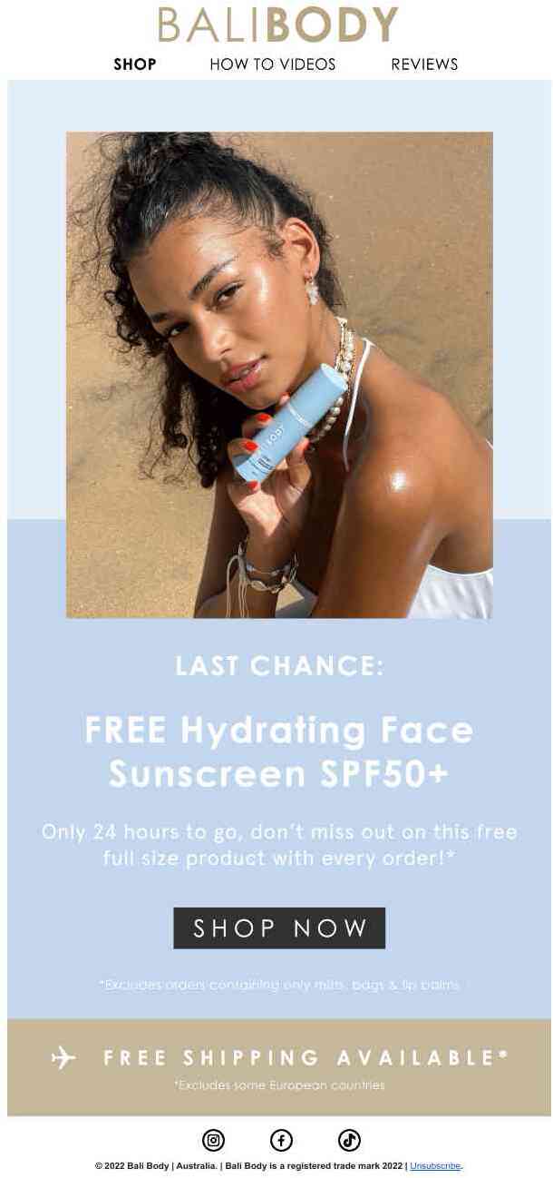 LAST CHANCE: Free Face Sunscreen SPF50+ ☀️
