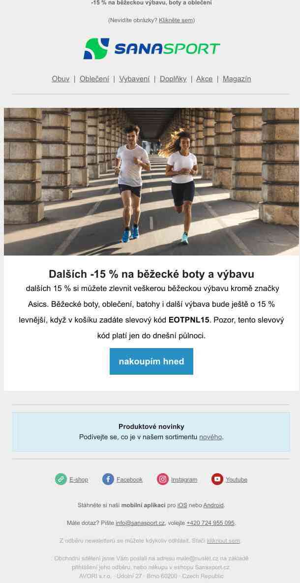 Extra sleva pro všechny běžce! Snižte ceny o dalších 15 %