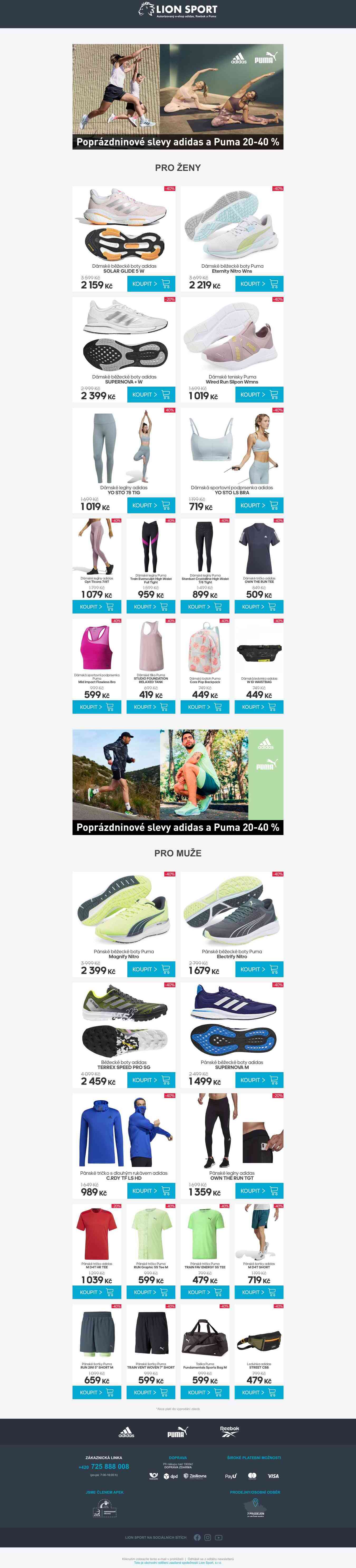 Poprázdninové slevy adidas a Puma 20-40 %