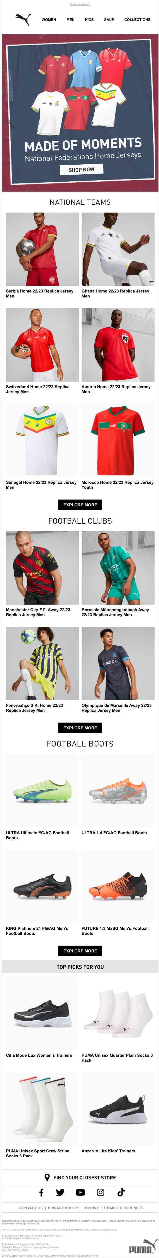 Football Fans - New PUMA Kits Have Landed