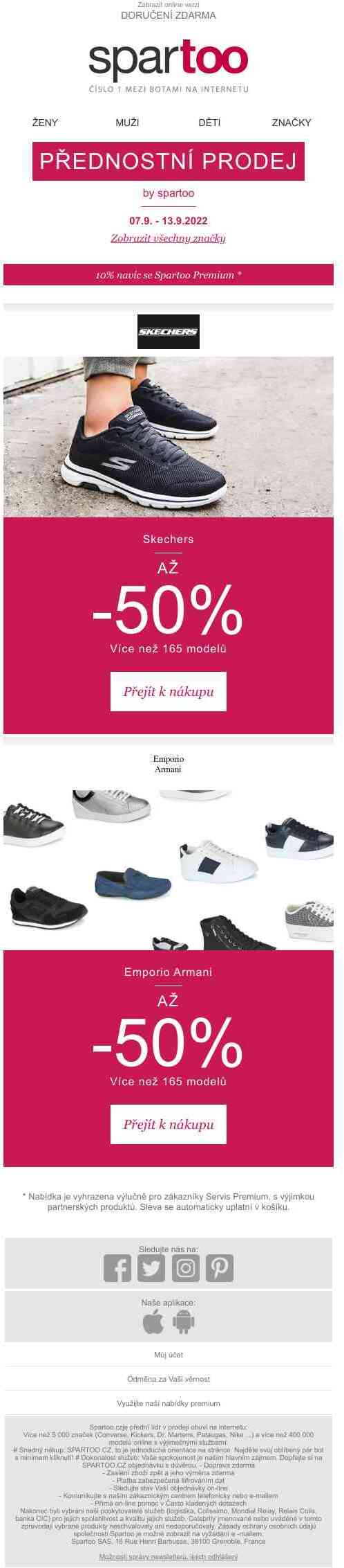 Tomuto nelze odolat: sleva až 50% na Skechers a Emporio Armani s doručením zdarma