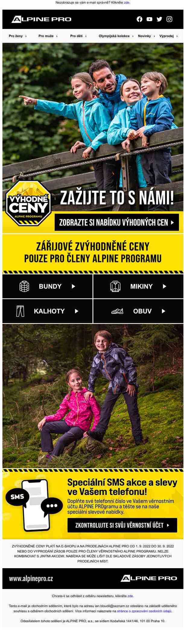 Zářijové zvýhodněné ceny pouze pro členy