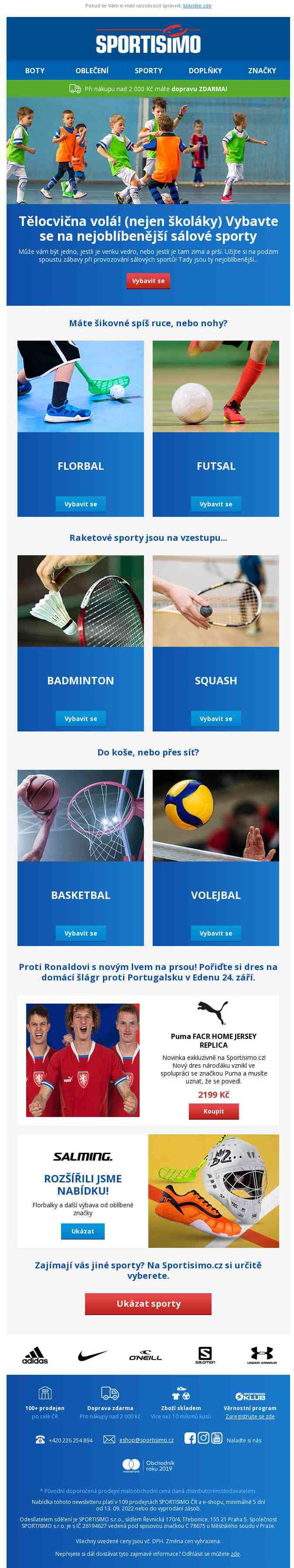 🔵 Co hrát uvnitř? Florbal, badminton, squash, volejbal a další sporty