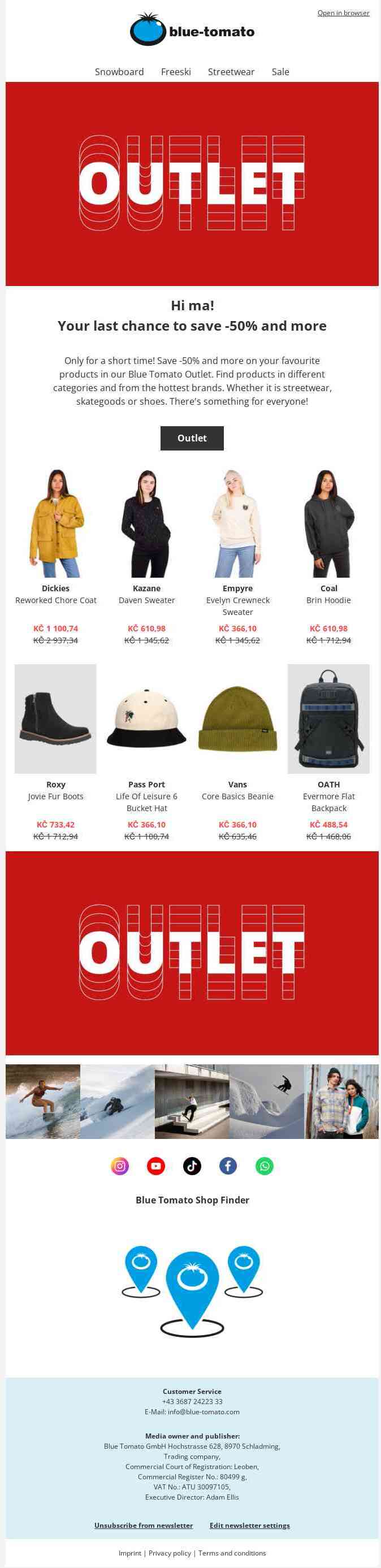 Last chance: -50% in the Outlet Sale
