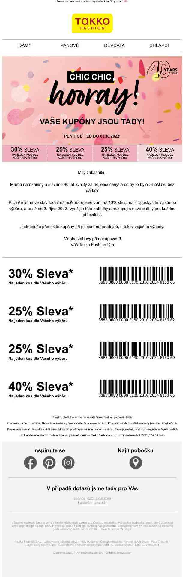 Vaše kupóny jsou tady – nakupujte styly pro každou příležitost a ušetříte až 40%!