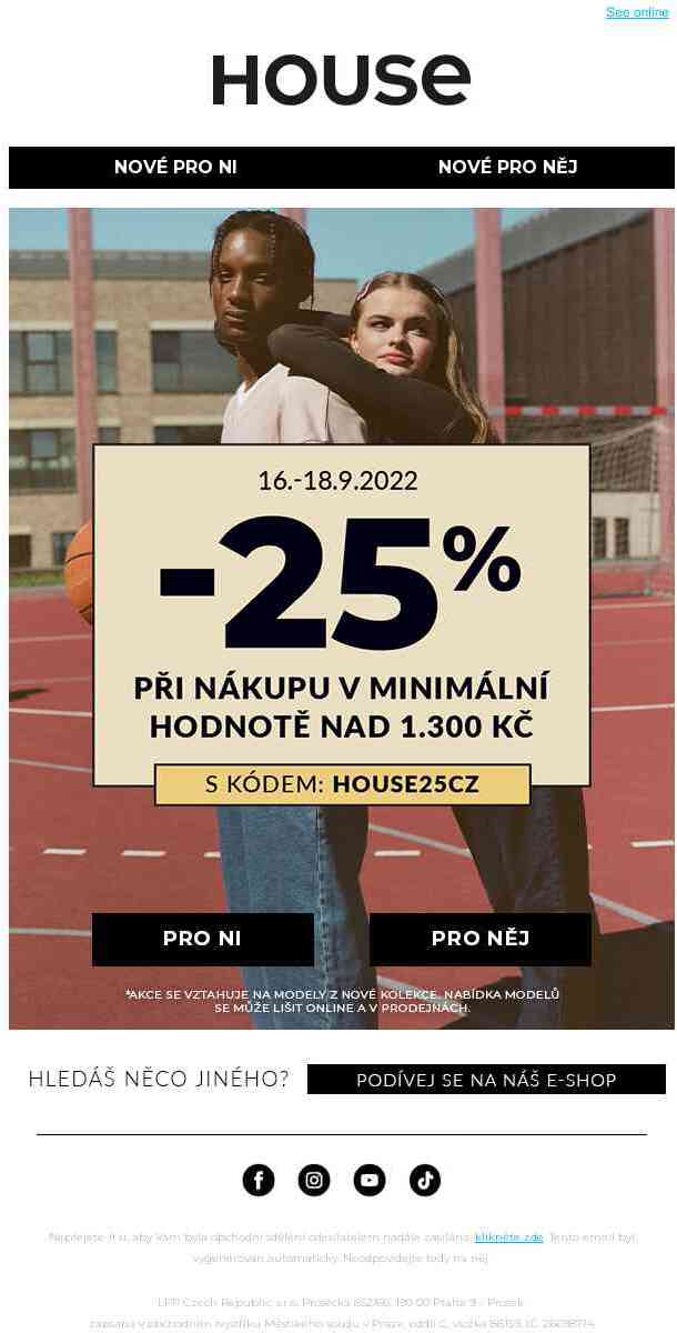 -25% při nákupu v minimální hodnotě nad 1.300 Kč!📣