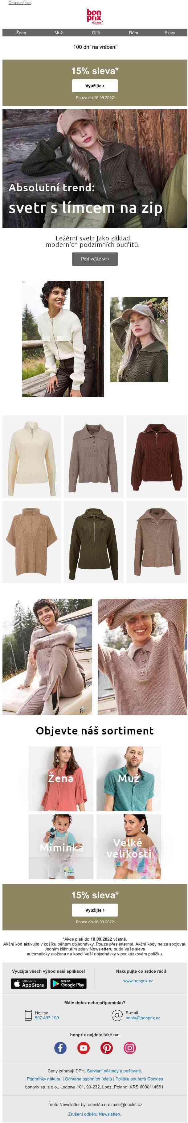 15% sleva | Trend: svetr s límcem na zip! ✓