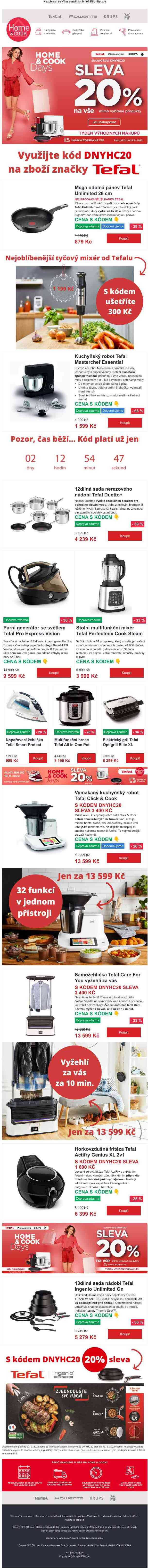 Tefal s 20% slevou už jen 2 dny!