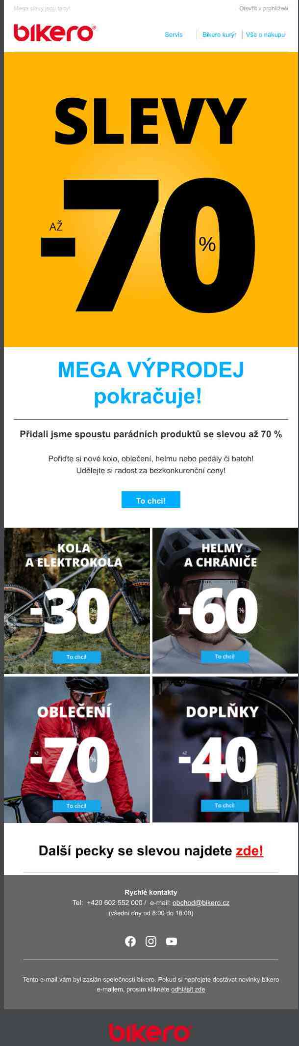 Slevy až 70 % Mega výprodej pokračuje!