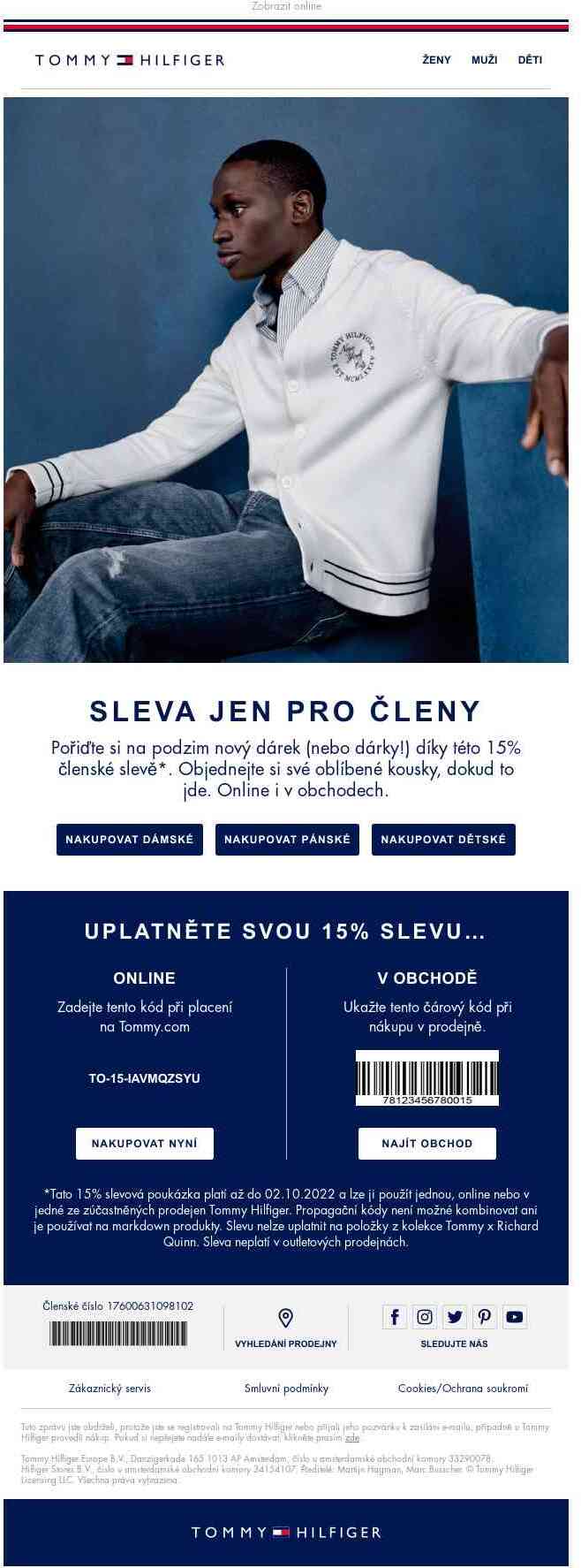 Překvápko! Jako člen získáváte 15% slevu na nové kolekce