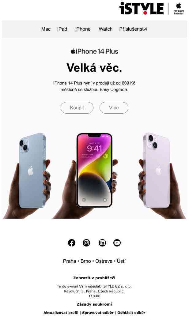 iPhone 14 Plus nyní v prodeji
