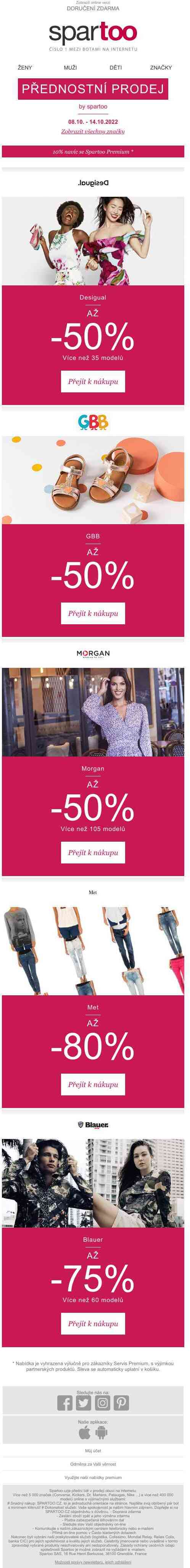 Nový look jen v pár kliknutích, slevy až -50% na Desigual, GBB, Morgan, Met a Blauer s doručením zdarma