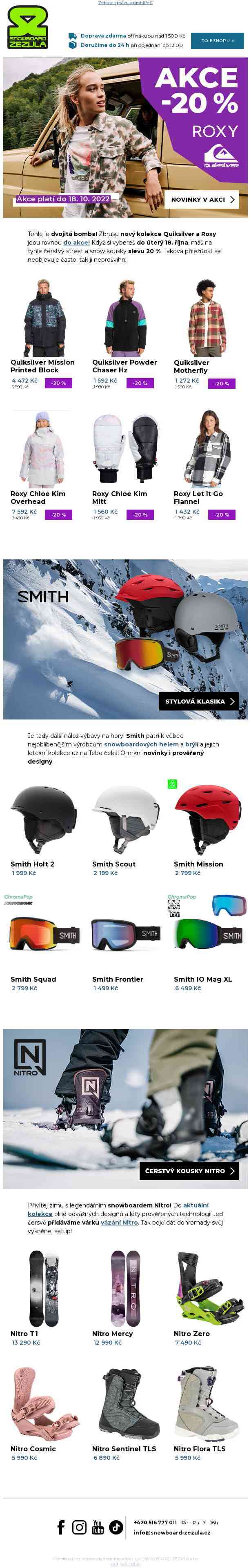 Akce -20 % na nejnovější kolekce Quiksilver a Roxy!