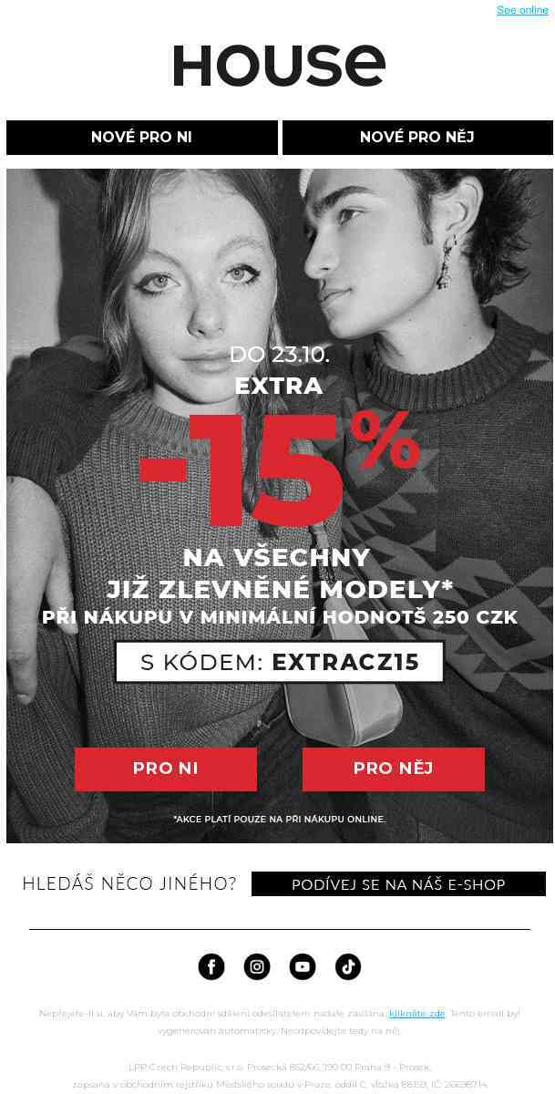 Dodatečných -15% na Sezónní výprodej 📢