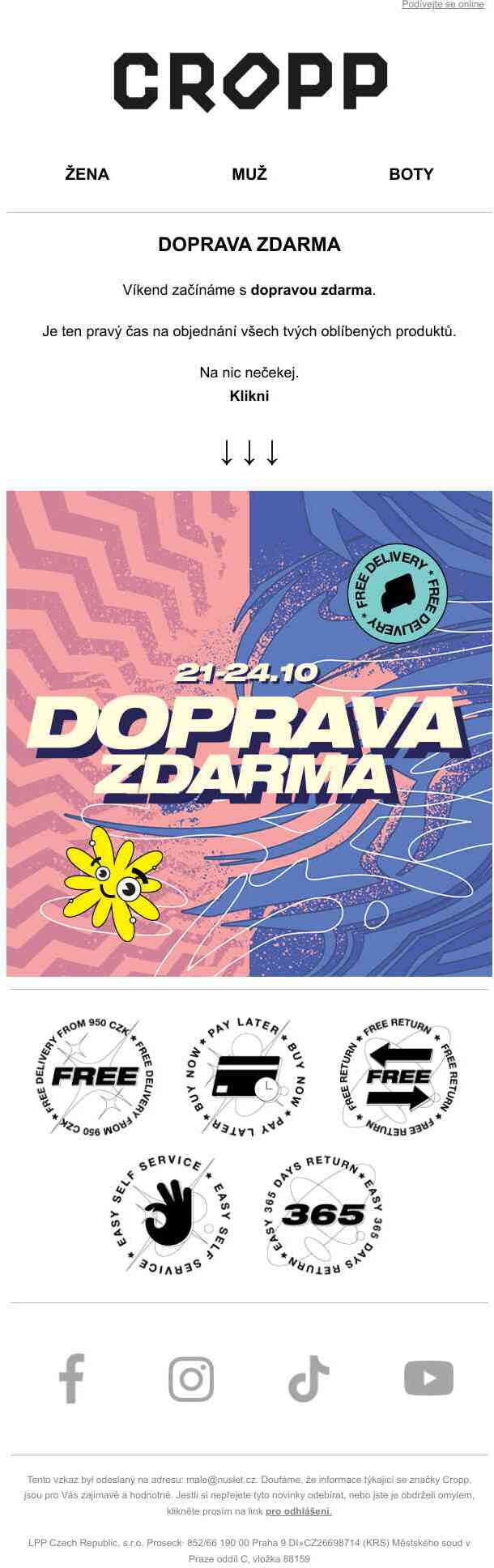 👉Doprava zdarma v Cropp👈