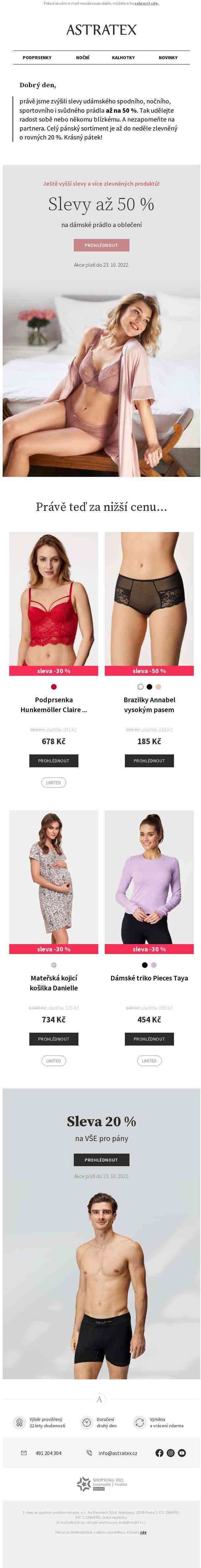 Až o 50 % levnější dámské prádlo i oblečení. Vyberte si.