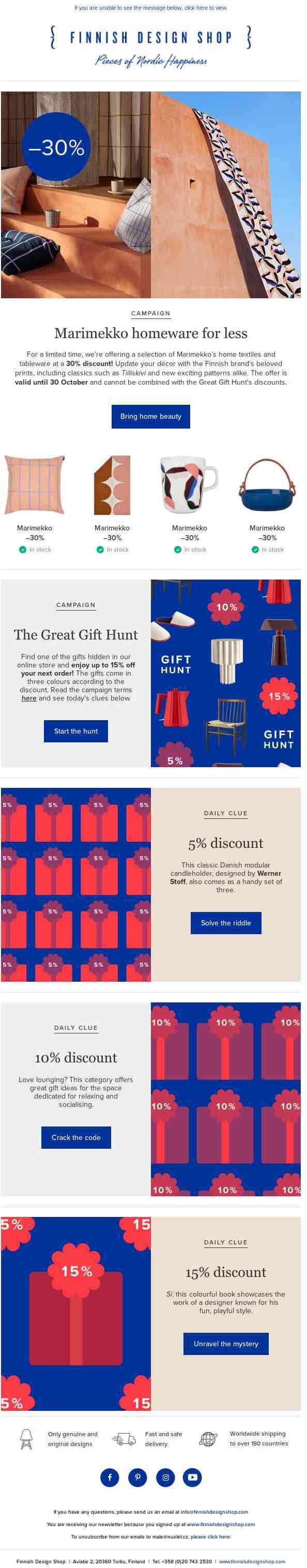 30% off select Marimekko homeware | Clues of the day