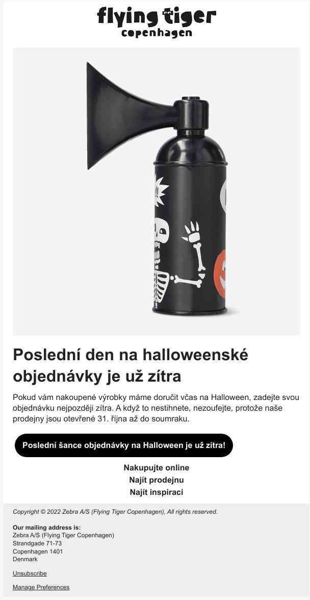 Zítra máte poslední šanci na
 halloweenské objednávky!